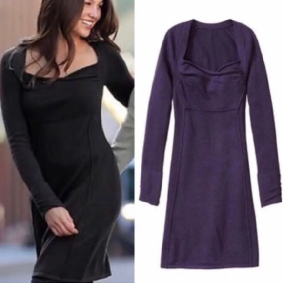 Athleta Hot Toddy Purple Knit Sweater Dress Size SP, Purple Lilac - Picture 6 of 6